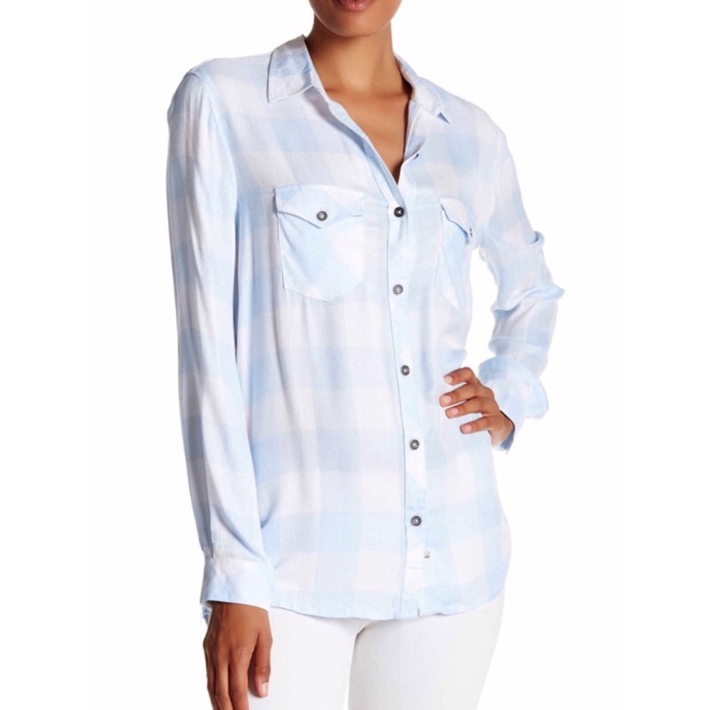 Plaid Button Back Shirt In White
